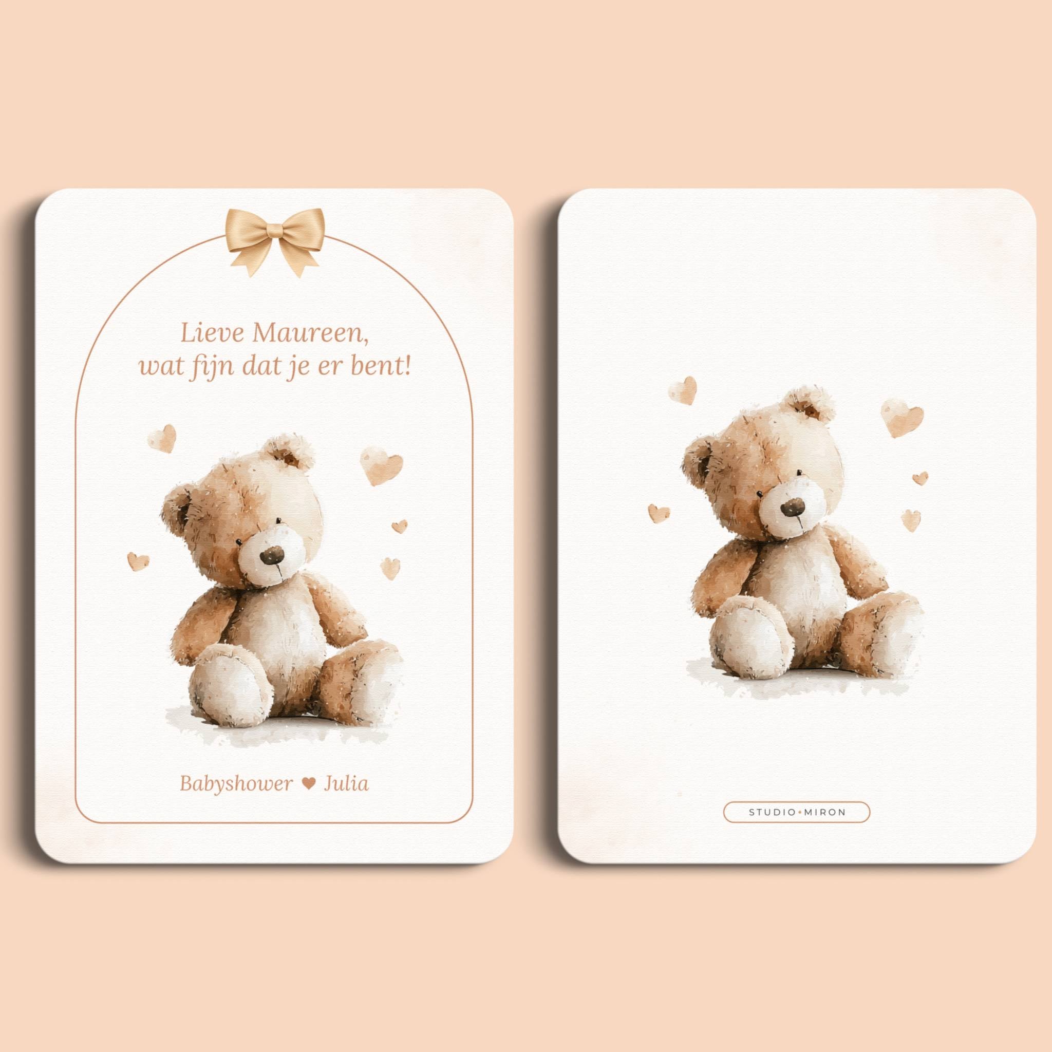 Mini Welkomstbord A6 - Naamkaart | Boho Beige met Beertje