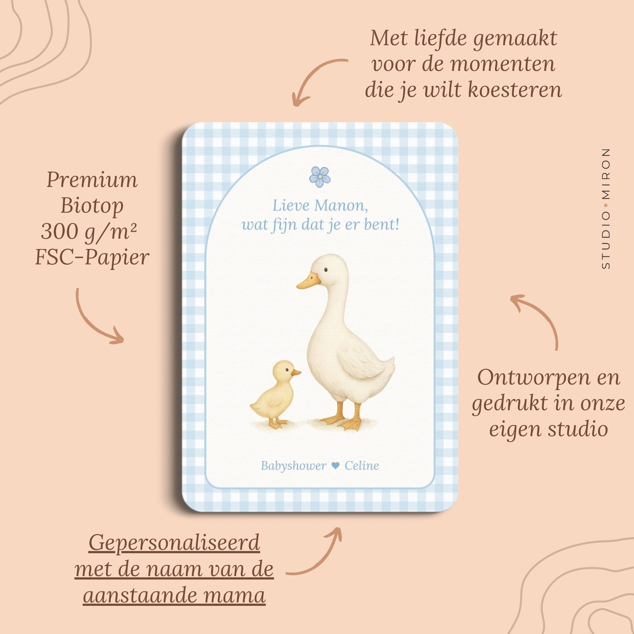 Mini Welkomstbord A6 - Naamkaart | Gingham Blauw