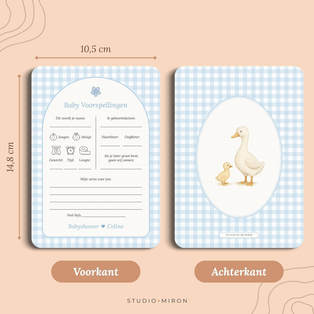 Babyforudsigelser – Ginghamblå med gås