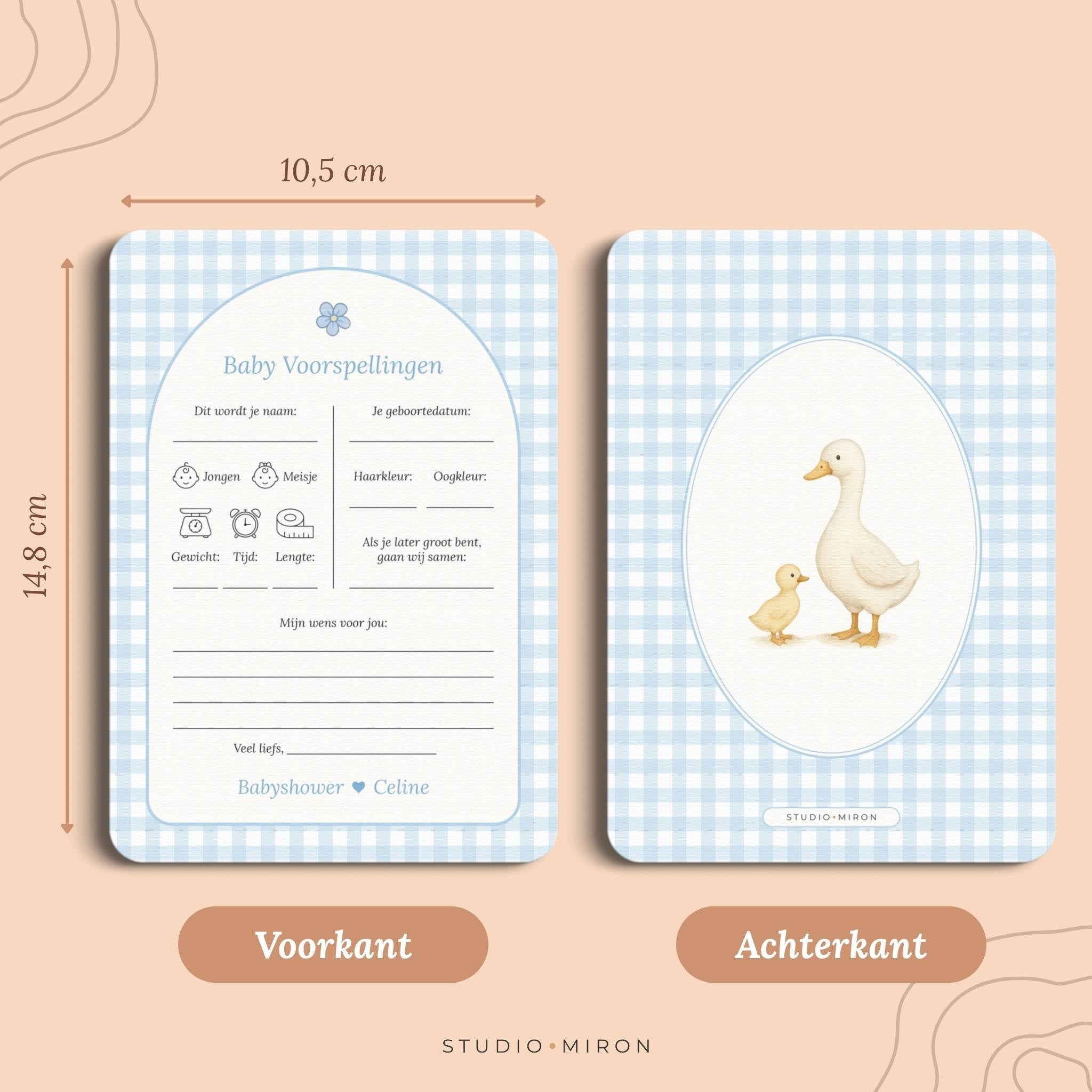 Babyforudsigelser – Ginghamblå med gås