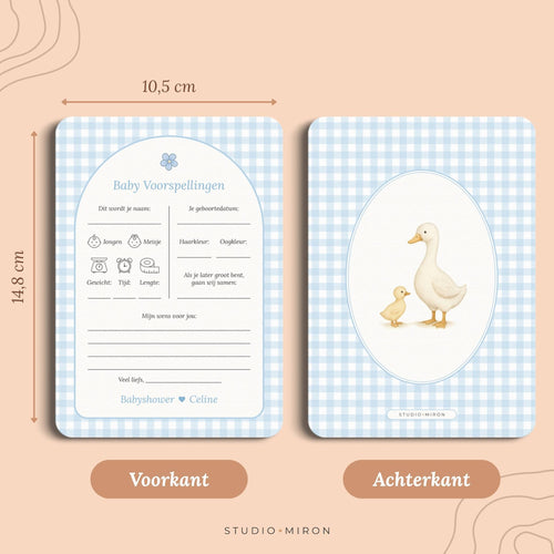 Babyforudsigelser – Ginghamblå med gås