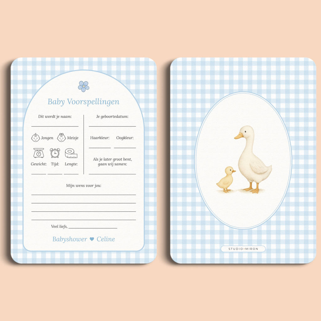 Babyforudsigelser – Ginghamblå med gås