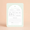 Babyshower invulkaart Baby Voorspellingen in gingham groen stijl, gepersonaliseerd met naam – Studio Miron