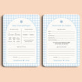 Babyshower invulkaarten pakket gingham blauw gepersonaliseerd Studio Miron
