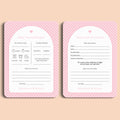 Babyshower set kaarten met witte hartjes op roze achtergrond  – Studio Miron