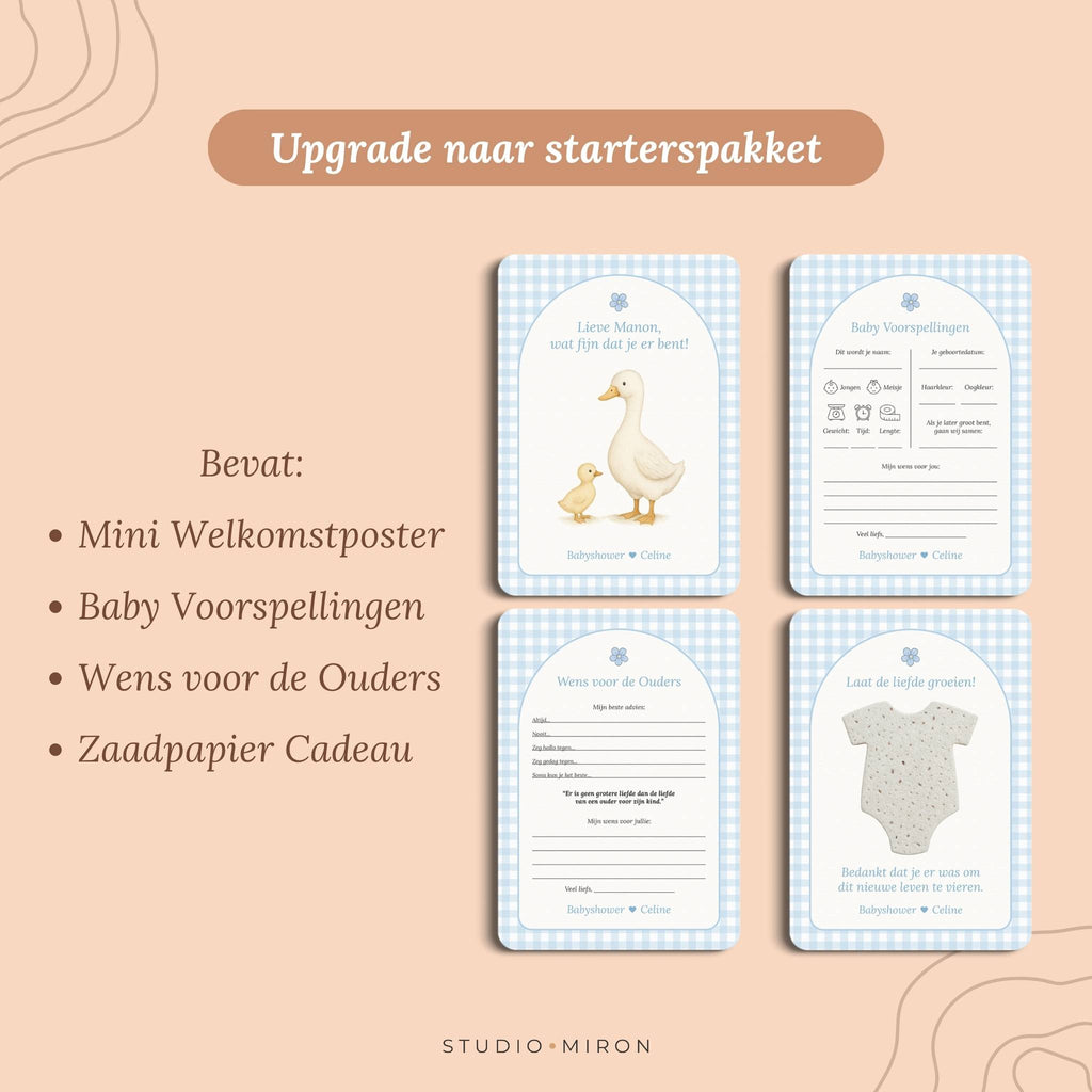 Babyforudsigelser – Ginghamblå med gås