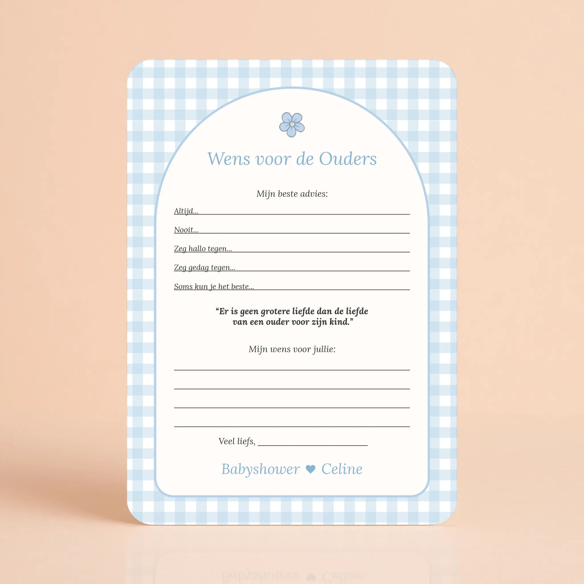 Babyshower Invulkaarten Pakket | Gingham Blauw