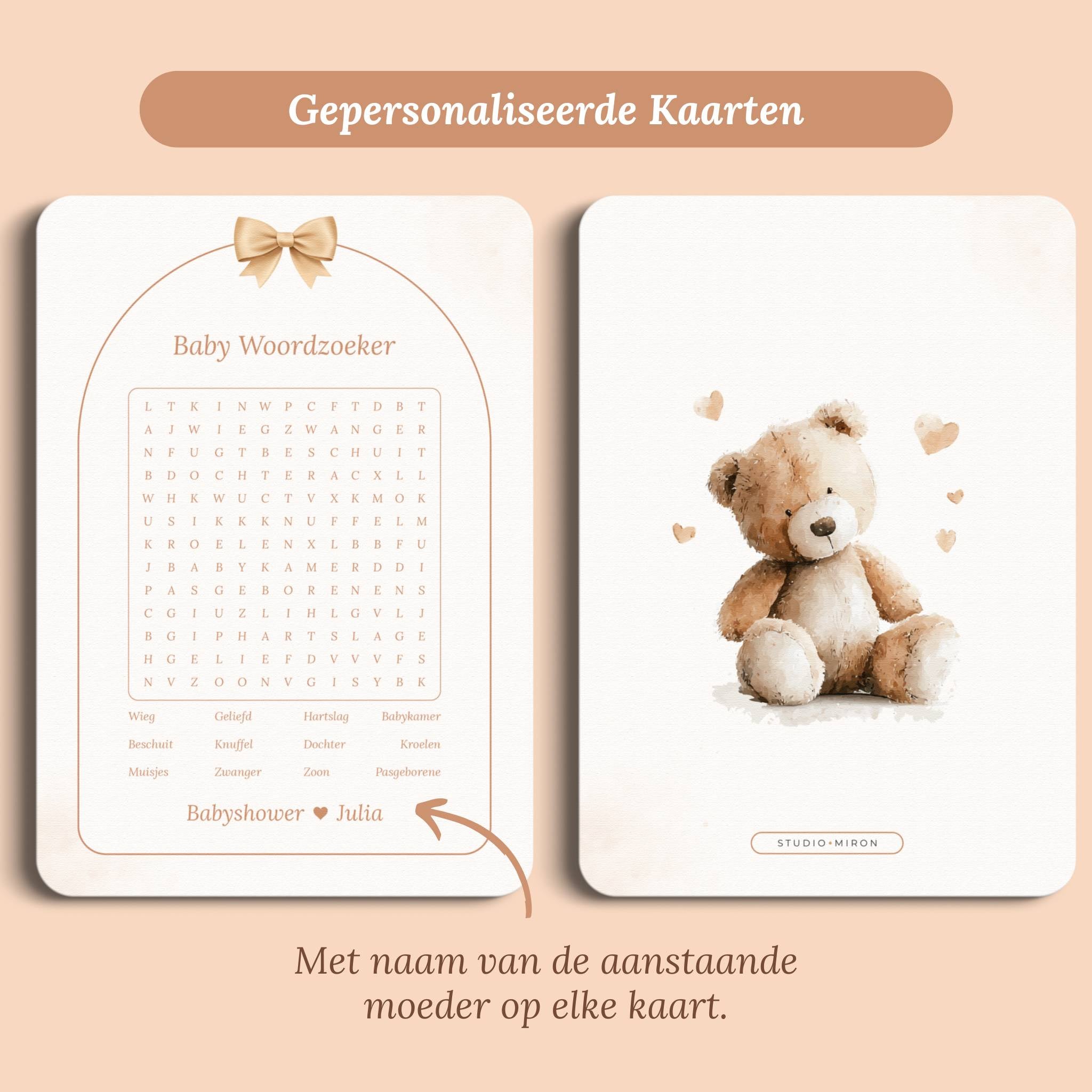 Babyshower Spil – Baby Ordjagt | Boho Sløjfe