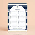 Babyshower spelkaart Namenrace in Navy Blue stijl, gepersonaliseerd met naam – Studio Miron