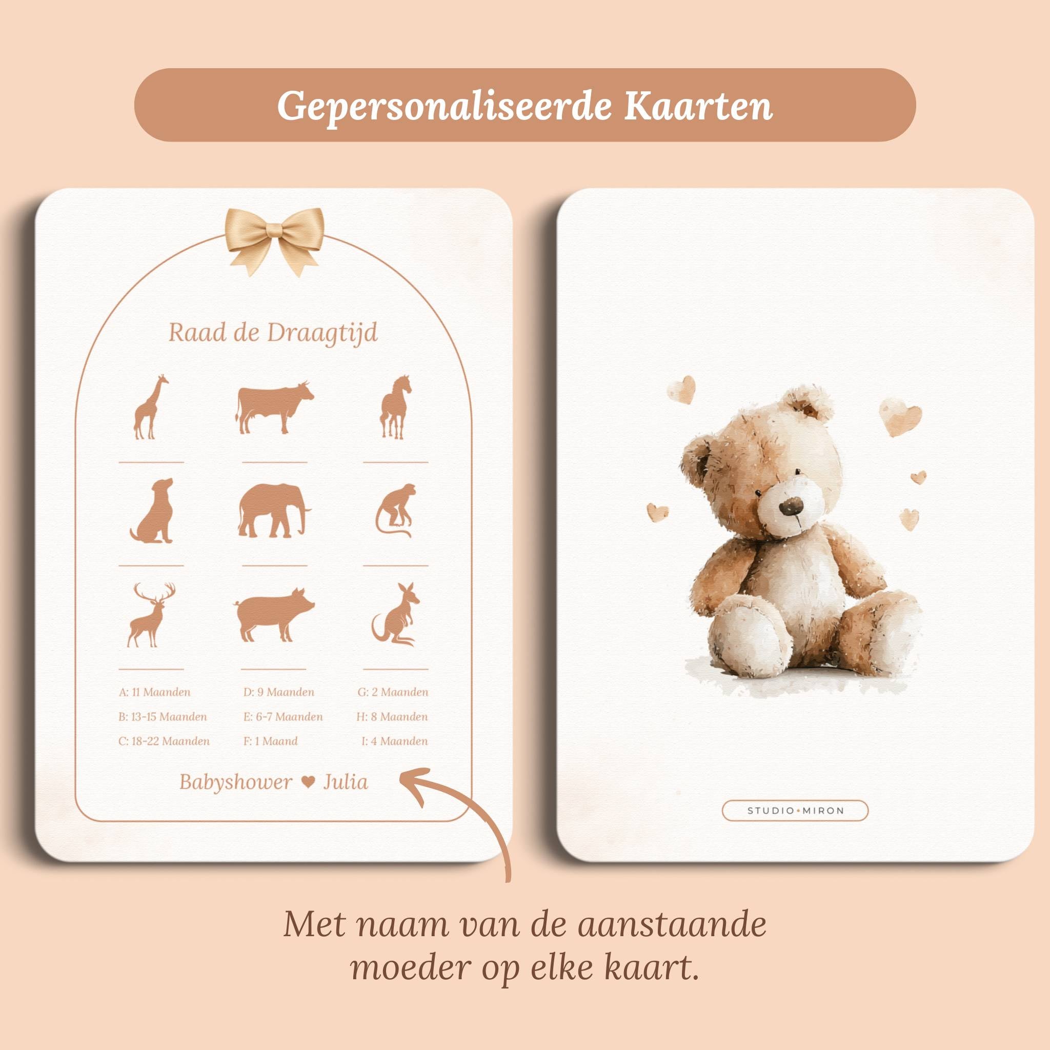 Babyshower Spil – Gæt Drægtighedstiden | Boho Sløjfe