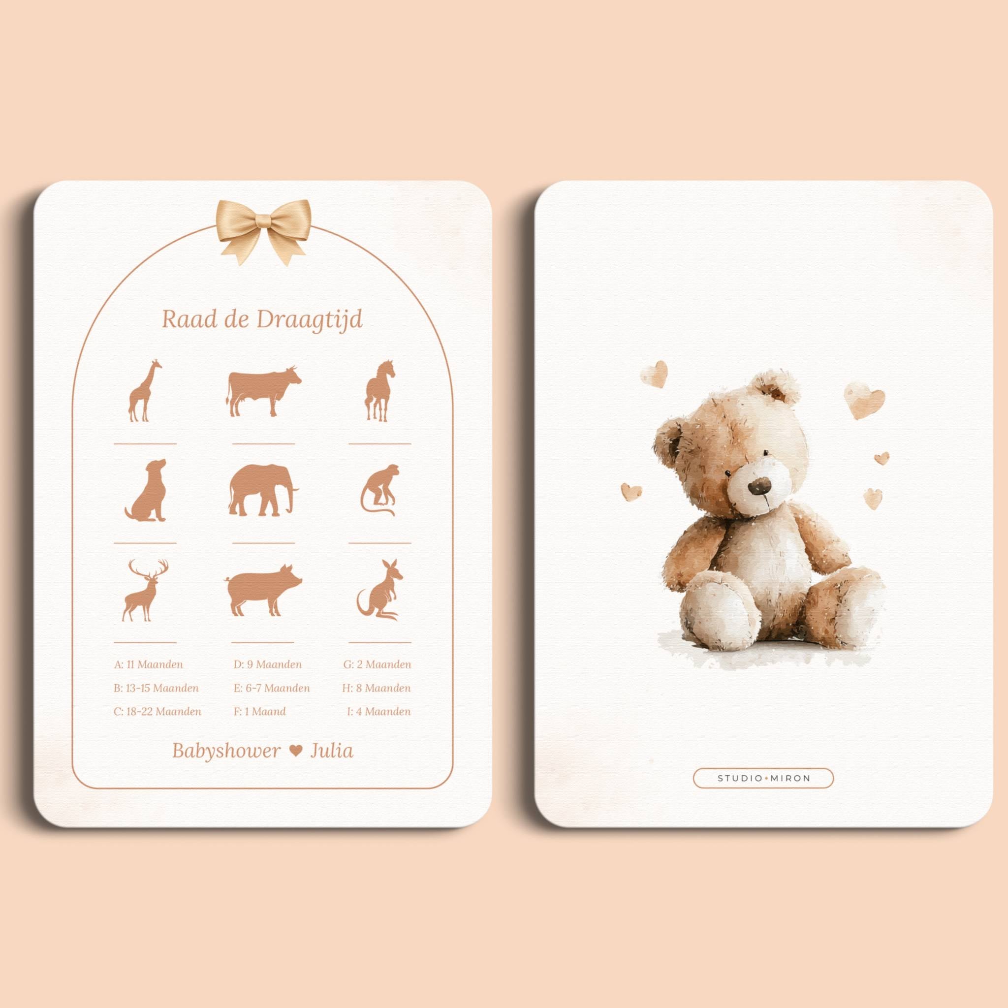 Babyshower Spil – Gæt Drægtighedstiden | Boho Sløjfe