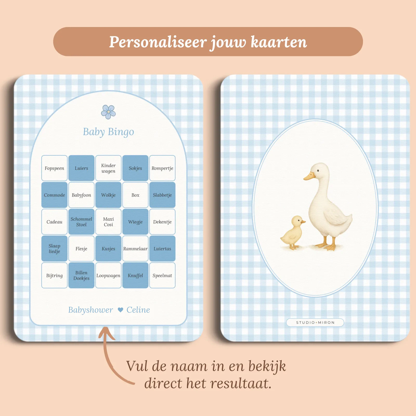 Eksempel på kortet med det navn, du udfylder