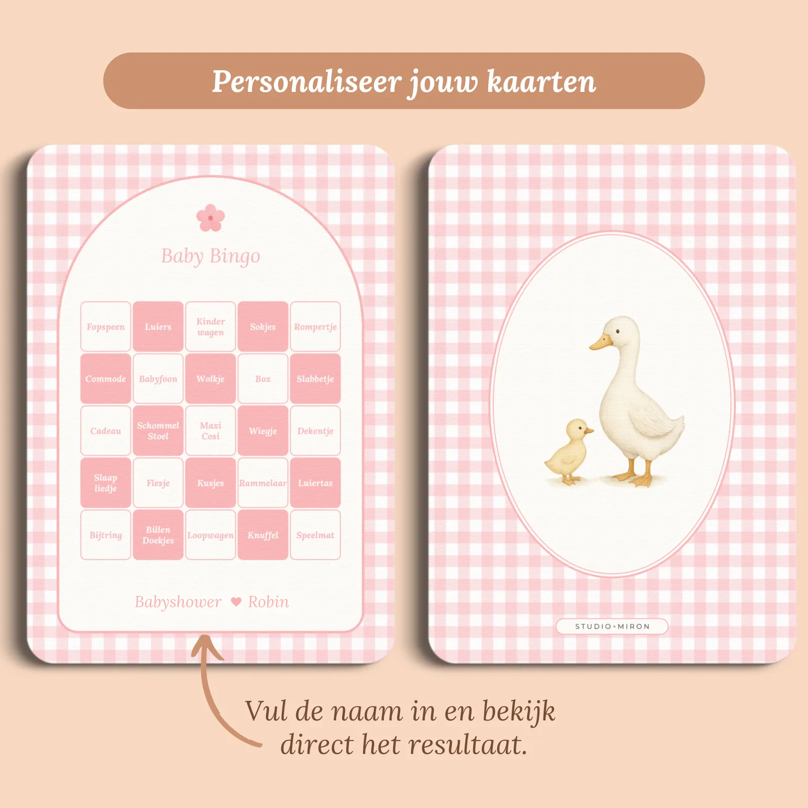 Eksempel på kortet med det navn, du udfylder