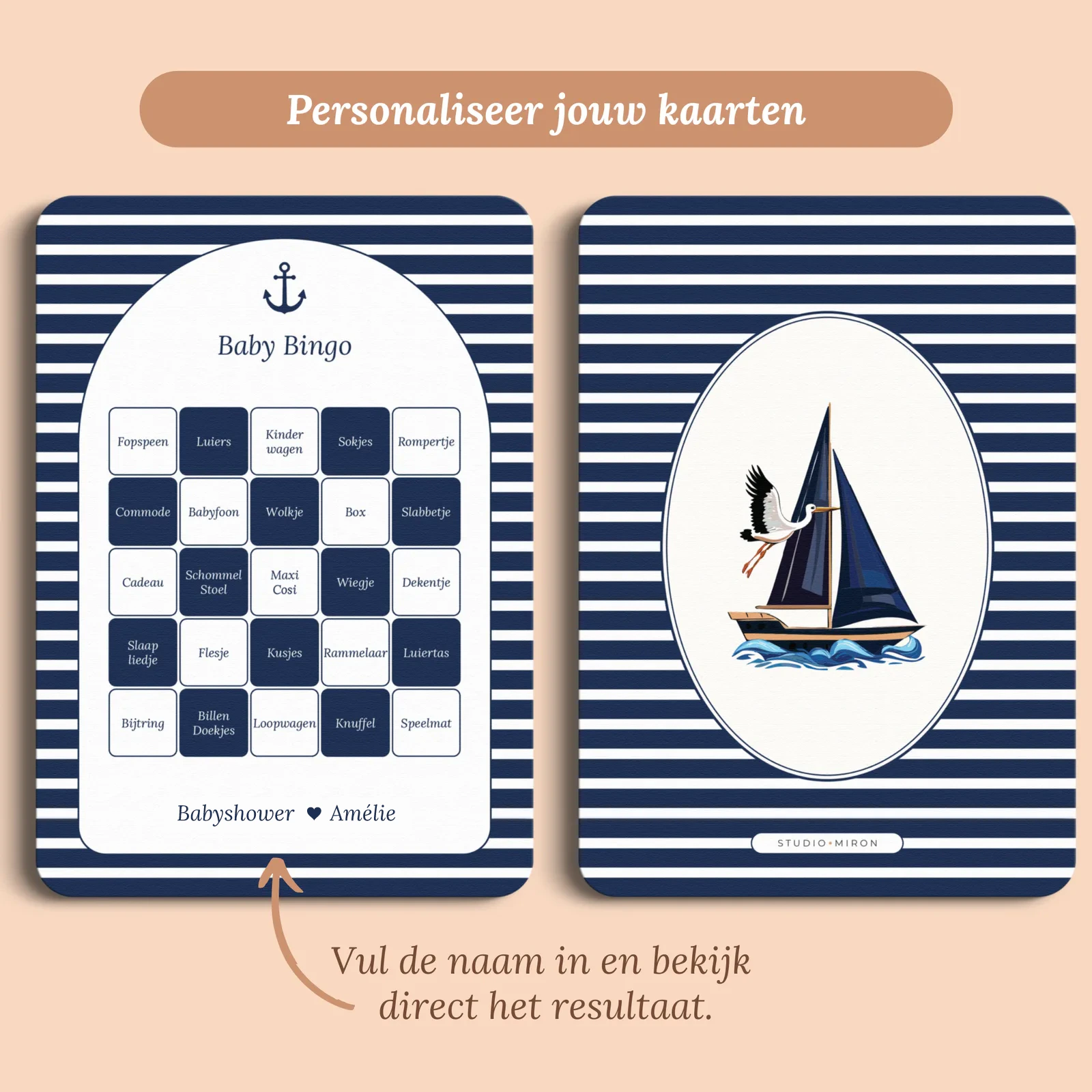 Eksempel på kortet med det navn, du udfylder