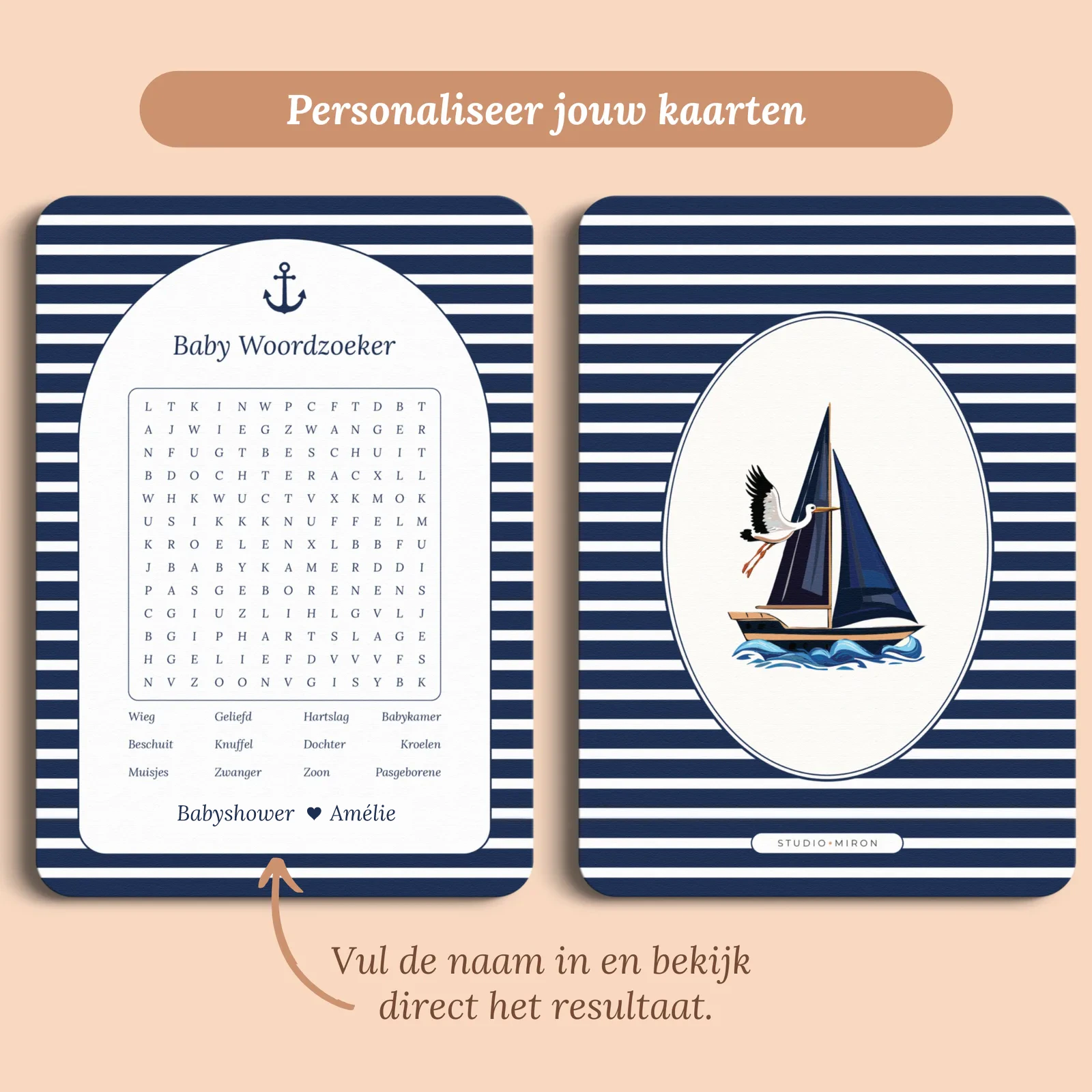 Eksempel på kortet med det navn, du udfylder