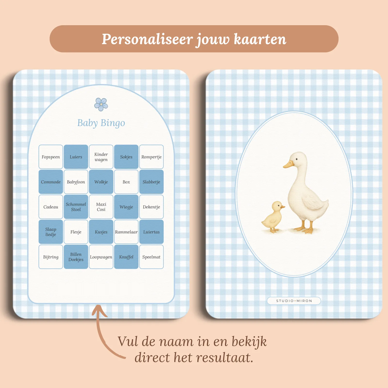Eksempel på kortet med det navn, du udfylder